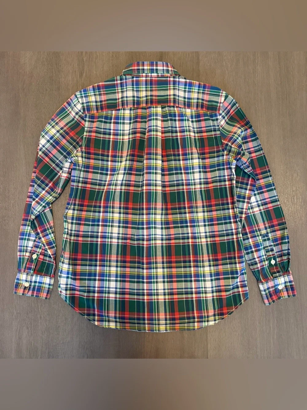 Ralph Lauren Button Down Shirt Boy L/G 14-15 Multicolor Plaid Pony Logo